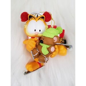 Garfield Pookie Teddy Bear Carlton Heirloom Christmas Ornament Ice Skating 2007